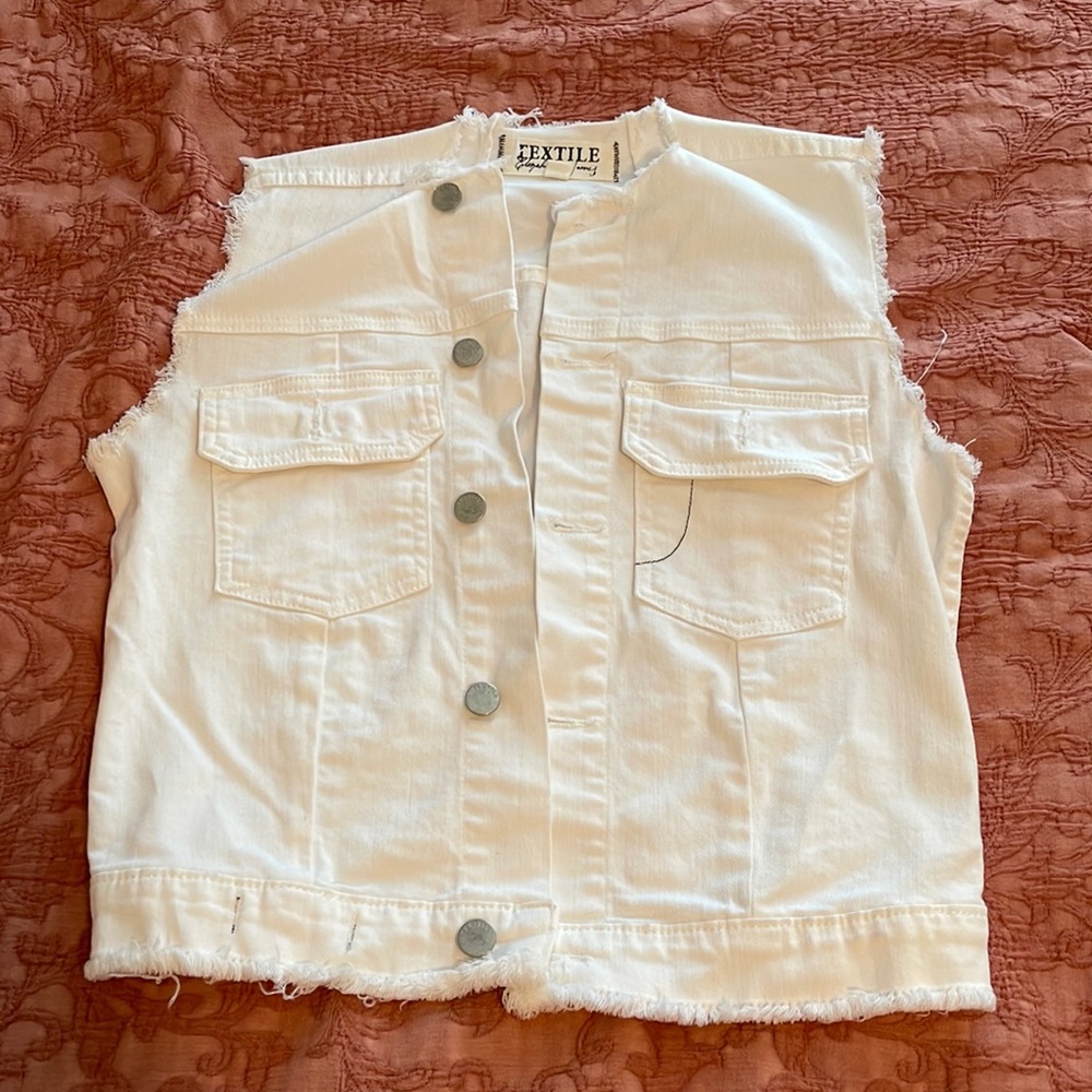 White jean vest